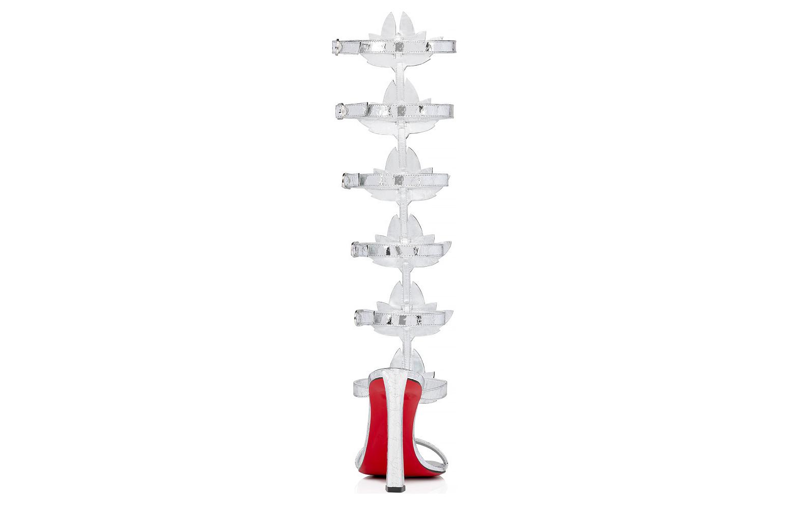 Shop (W) Christian Louboutin Leren Stiletto Sandalen met Enkelband 10cm ''Zilver'' 3230910S348