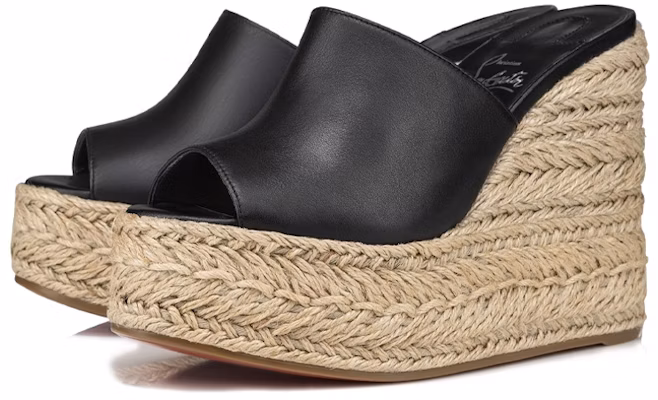(Women) Christian Louboutin Leather Slip-On Wedge Sandals 'Black' 3230570T339 Order (Women) Christian Louboutin Leather Slip-On Wedge Sandals 'Black' 3230570T339
