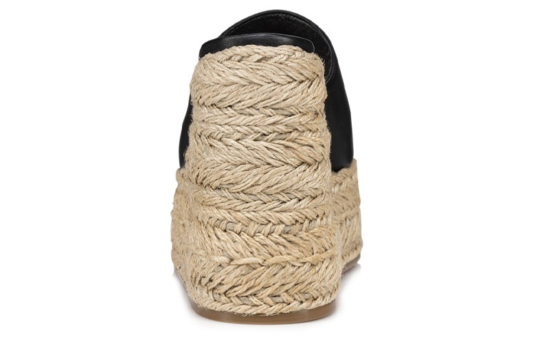 Shop CL路鉑廷 皮革 套腳坡跟 一字拖鞋 13cm 女款 黑色