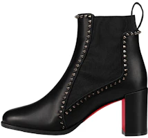 (Women) Christian Louboutin Leather Studs Chunky Heel Ankle Chelsea Boot 7cm 'Black' 1230031BK01 (Women) Christian Louboutin Leather Studs Chunky Heel Ankle Chelsea Boot 7cm 'Black' 1230031BK01