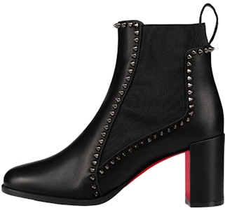 CL路鉑廷 小牛皮 尖釘 粗跟 短筒 切爾西靴 7cm 女款 黑色 Buy CL路鉑廷 小牛皮 尖釘 粗跟 短筒 切爾西靴 7cm 女款 黑色