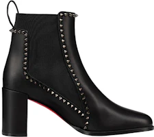 Order (W) Christian Louboutin Boot Kulit Hak Tebal 7cm dengan Studs 'Hitam' Chelsea Ankle 1230031BK01
