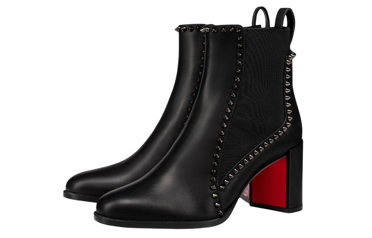 Lookbook (W) Bottes Chealsea à Talons Chunky à Clous en Cuir Christian Louboutin 7cm ''Noir'' 1230031BK01