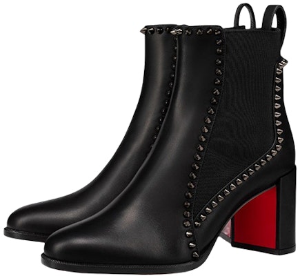 (Women) Christian Louboutin Leather Studs Chunky Heel Ankle Chelsea Boot 7cm 'Black' 1230031BK01 Lookbook (Women) Christian Louboutin Leather Studs Chunky Heel Ankle Chelsea Boot 7cm 'Black' 1230031BK01