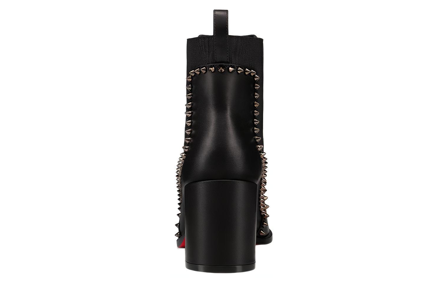 Shop (W) Bottes Chealsea à Talons Chunky à Clous en Cuir Christian Louboutin 7cm ''Noir'' 1230031BK01