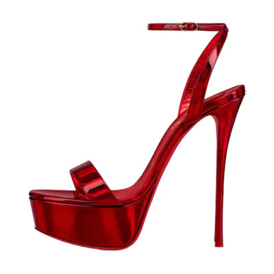 (W) Christian Louboutin Linen Lined Sandal 'Red'