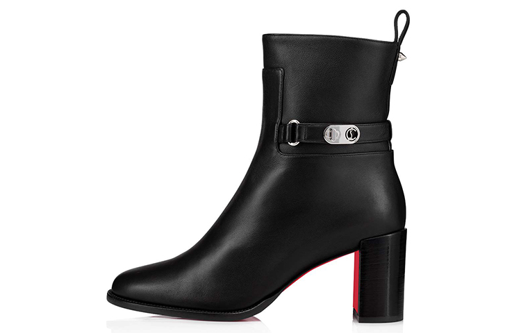(W) Christian Louboutin Lock Booty 'Black Calfskin'