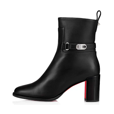 (W) Christian Louboutin Lock Booty 'Black Calfskin'