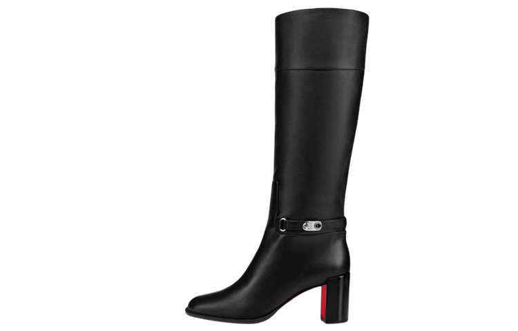 (Women) Christian Louboutin Lock Botta 70mm Boot Black Leather 1220537BK5T