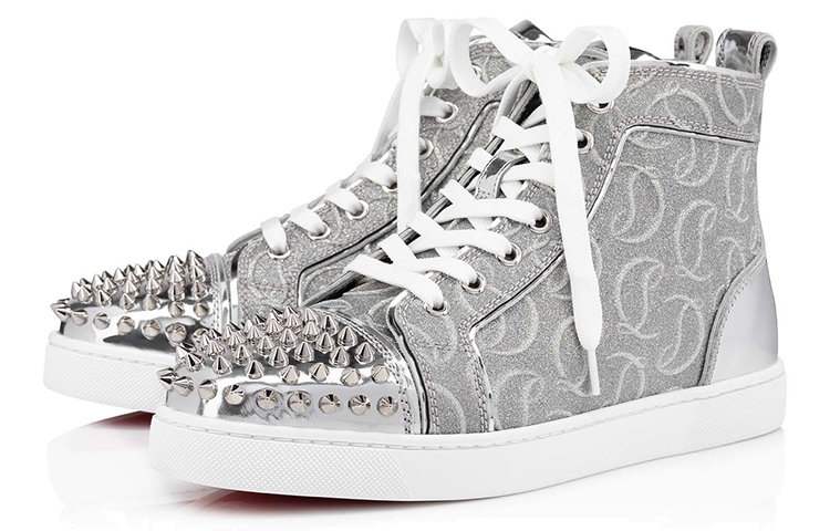 Order (Women) Christian Louboutin Lou Spikes High-Top 'Grey' 1220116SV71