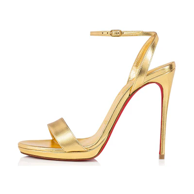 (W) Christian Louboutin Loubi Queen 'Gold Fashion Sandal'