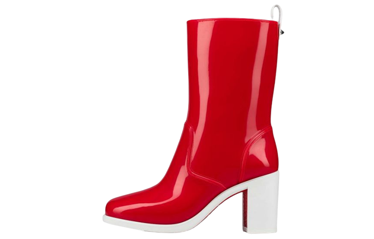 (W) Christian Louboutin Loubirain PVC Ankle Boots 'Red Fashion'