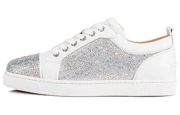 (W) Christian Louboutin Louis Junior Strass Low 'White Fashion'