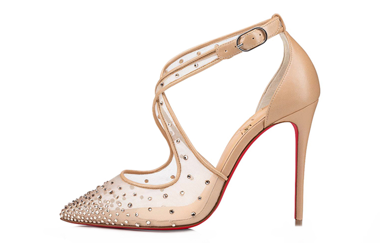 (W) Christian Louboutin Maria Strass 100 'Nude Crystal'
