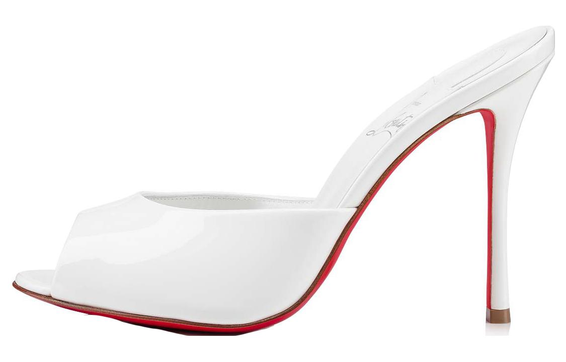 (W) Christian Louboutin Me Dolly Leather Peep-Toe Mule 'White'