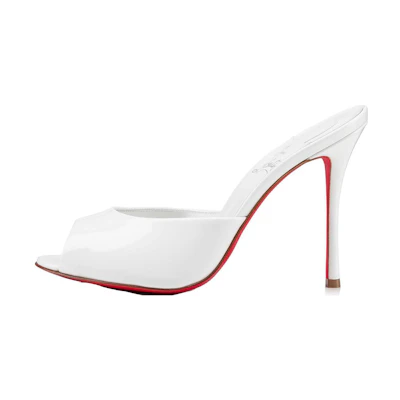 (W) Christian Louboutin Me Dolly Leather Peep-Toe Mule 'White'