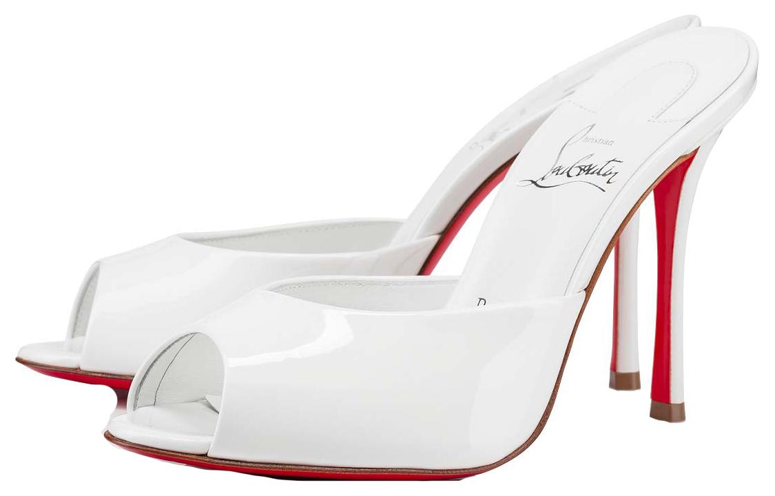 (W) Christian Louboutin Me Dolly Leather Peep-Toe Mule 'White' 圖 2