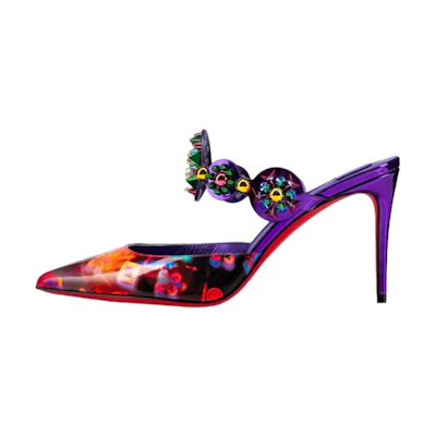 (W) Christian Louboutin Mirror Leather Sandal 'Purple'