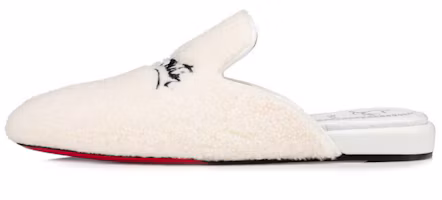 (Women) Christian Louboutin Mule Flat 'White Leather' 3210973WH43 (Women) Christian Louboutin Mule Flat 'White Leather' 3210973WH43