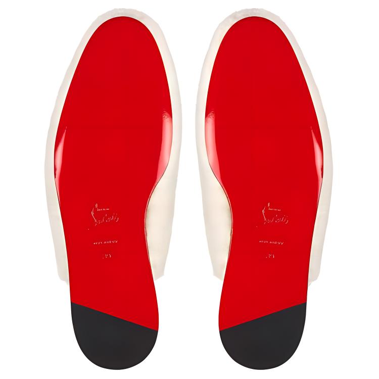 Shop (W) 크리스찬 루부탱 화이트 레더 뮬 플랫 3210973WH43
