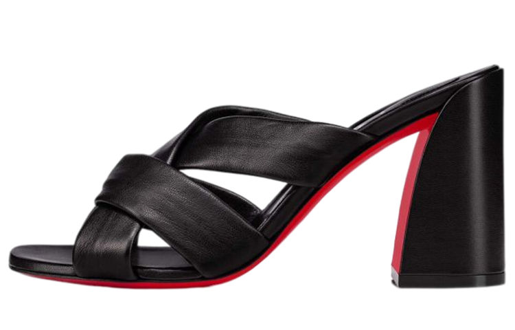 (Women) Christian Louboutin Nappa Leather Block Heel Sandal 'Black' 1221102B439
