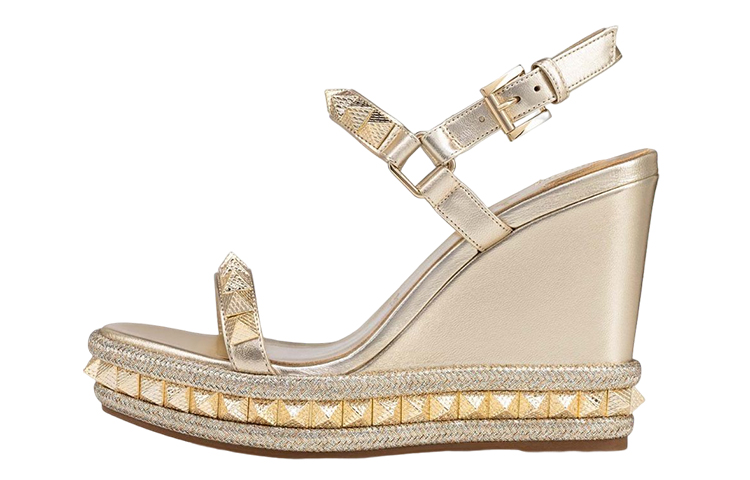 (W) Christian Louboutin Nappa Leather Buckle Sandal 'Gold'