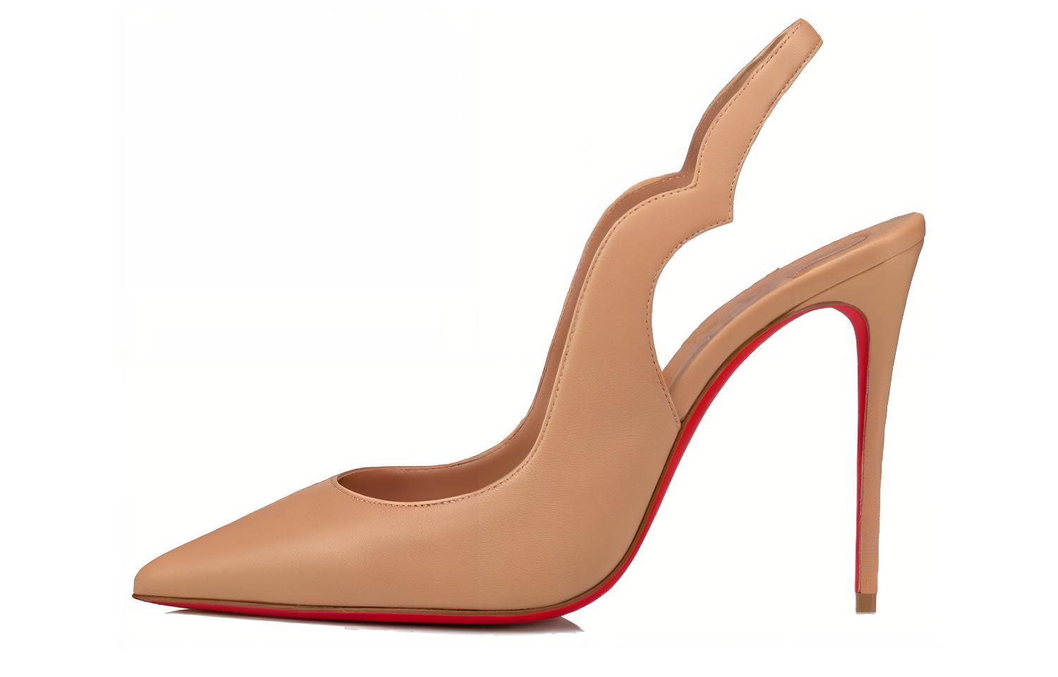 (W) Christian Louboutin Nappa Leather High Heels 'Nude'