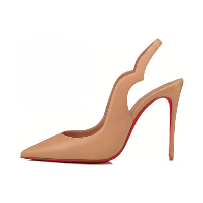 (W) Christian Louboutin Nappa Leather High Heels 'Nude'