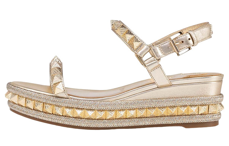 (Women) Christian Louboutin Nappa Leather Sandals 'Gold' 1221351T108