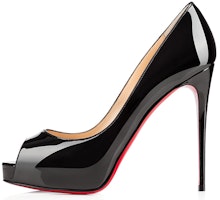 (Women) Christian Louboutin New Very Prive 120 Pump Black Patent Leather 1150600BK01 (Women) Christian Louboutin New Very Prive 120 Pump Black Patent Leather 1150600BK01