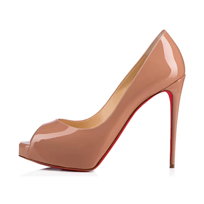 (W) Christian Louboutin New Very Prive 120 Pump Nude Patent Leather 'Beige'