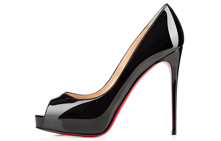 (Women) Christian Louboutin New Very Prive 120 Pump Black Patent Leather 1150600BK01