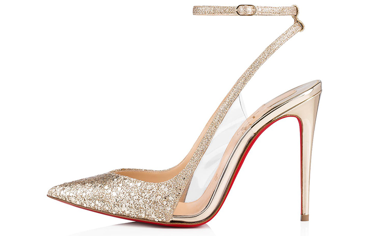 (W) Christian Louboutin Optichoc High Heels 'Gold Glitter'