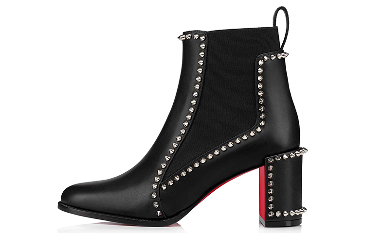 (Women) Christian Louboutin Out Line Spike 'Black High-Top Bootie' 3210964BK01