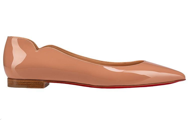 (W) Christian Louboutin Patent Calfskin Ballet Flats 'Nude' 圖 2