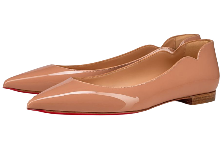 (W) Christian Louboutin Patent Calfskin Ballet Flats 'Nude' 圖 3