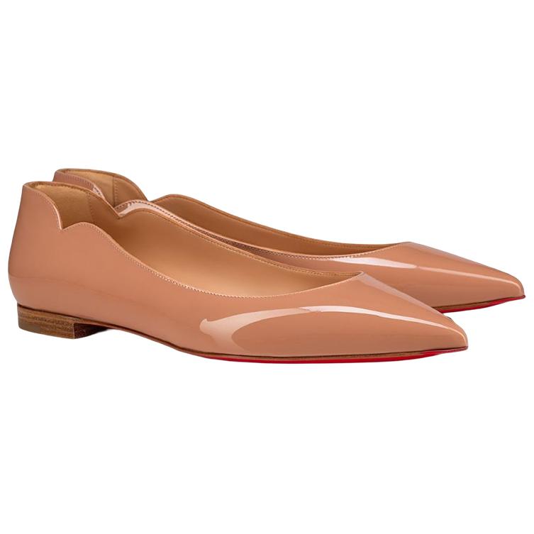 (W) Christian Louboutin Patent Calfskin Ballet Flats 'Nude' 圖 4
