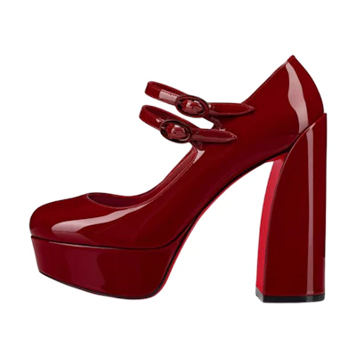 (W) Christian Louboutin Patent Calfskin Fashion Sandals 'Red'