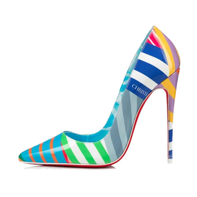 (W) Christian Louboutin Patent Calfskin Print High Heels 'Multicolor'