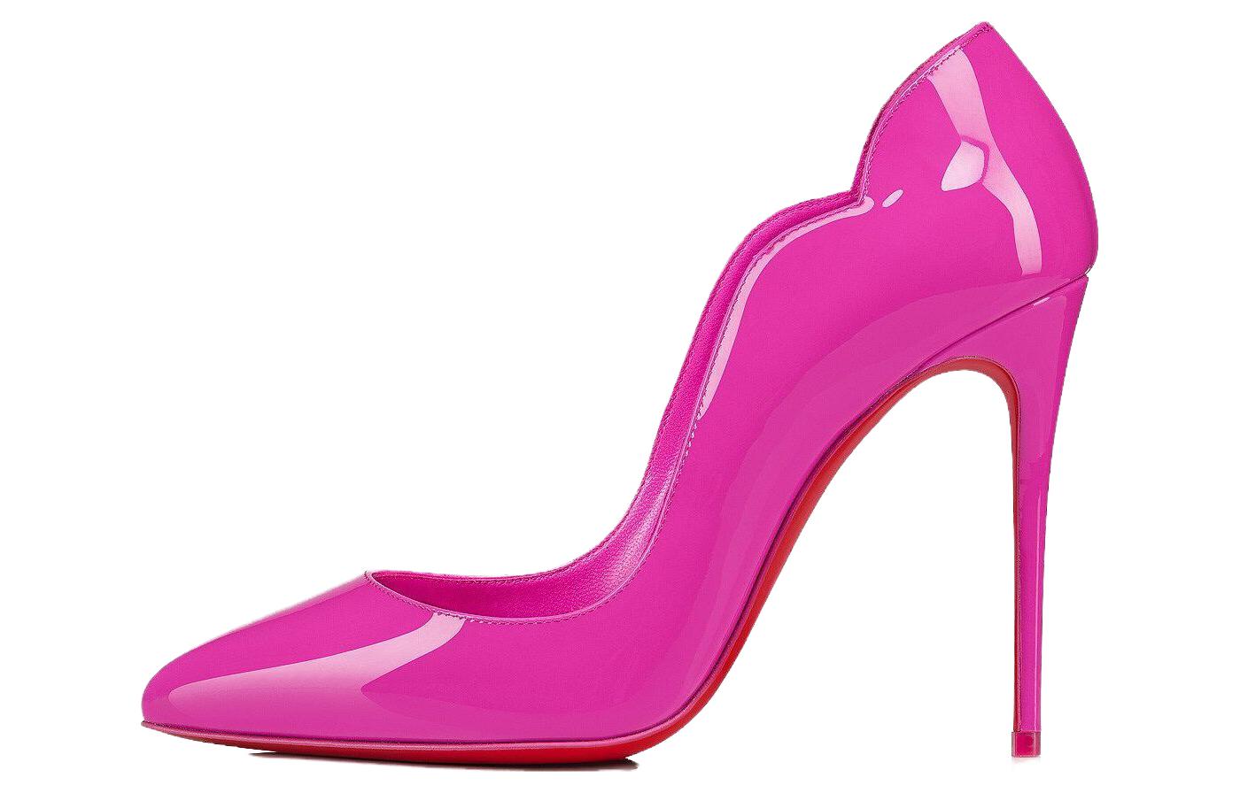 (Women) Christian Louboutin Patent Leather Pointed Toe Slip-On Stiletto 'Pink' 3200645P836