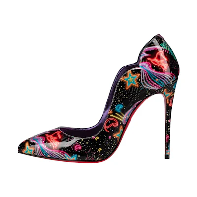 (W) Christian Louboutin Patent Leather Pointed-Toe Stiletto Pumps 'Starglitter'