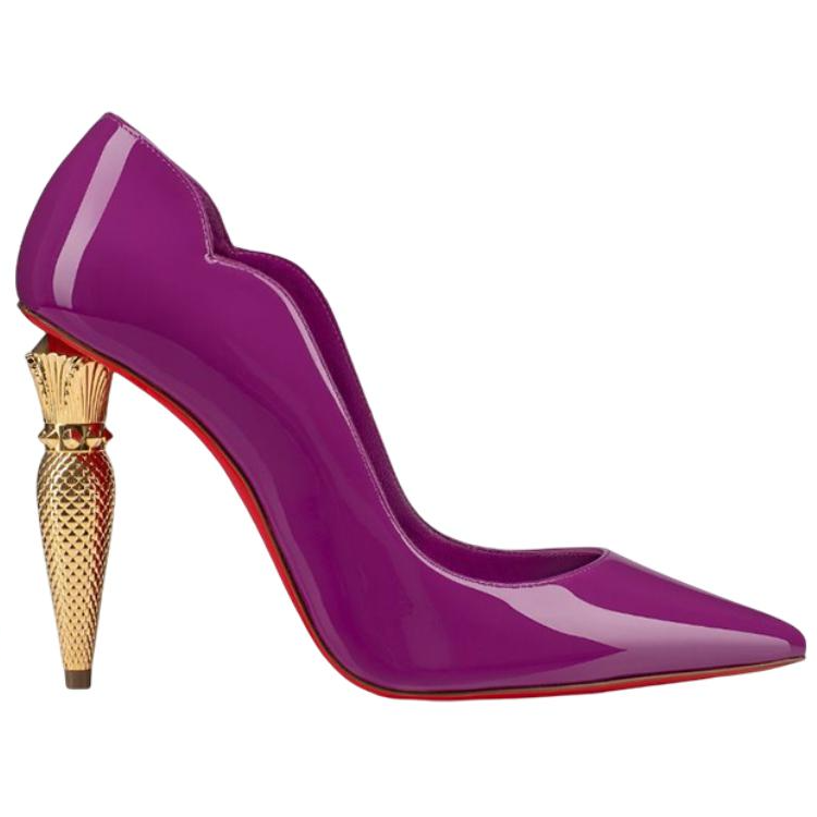 (W) Christian Louboutin Patent Leather Pointed Toe Chunky Heel Pumps 'Purple' 圖 2