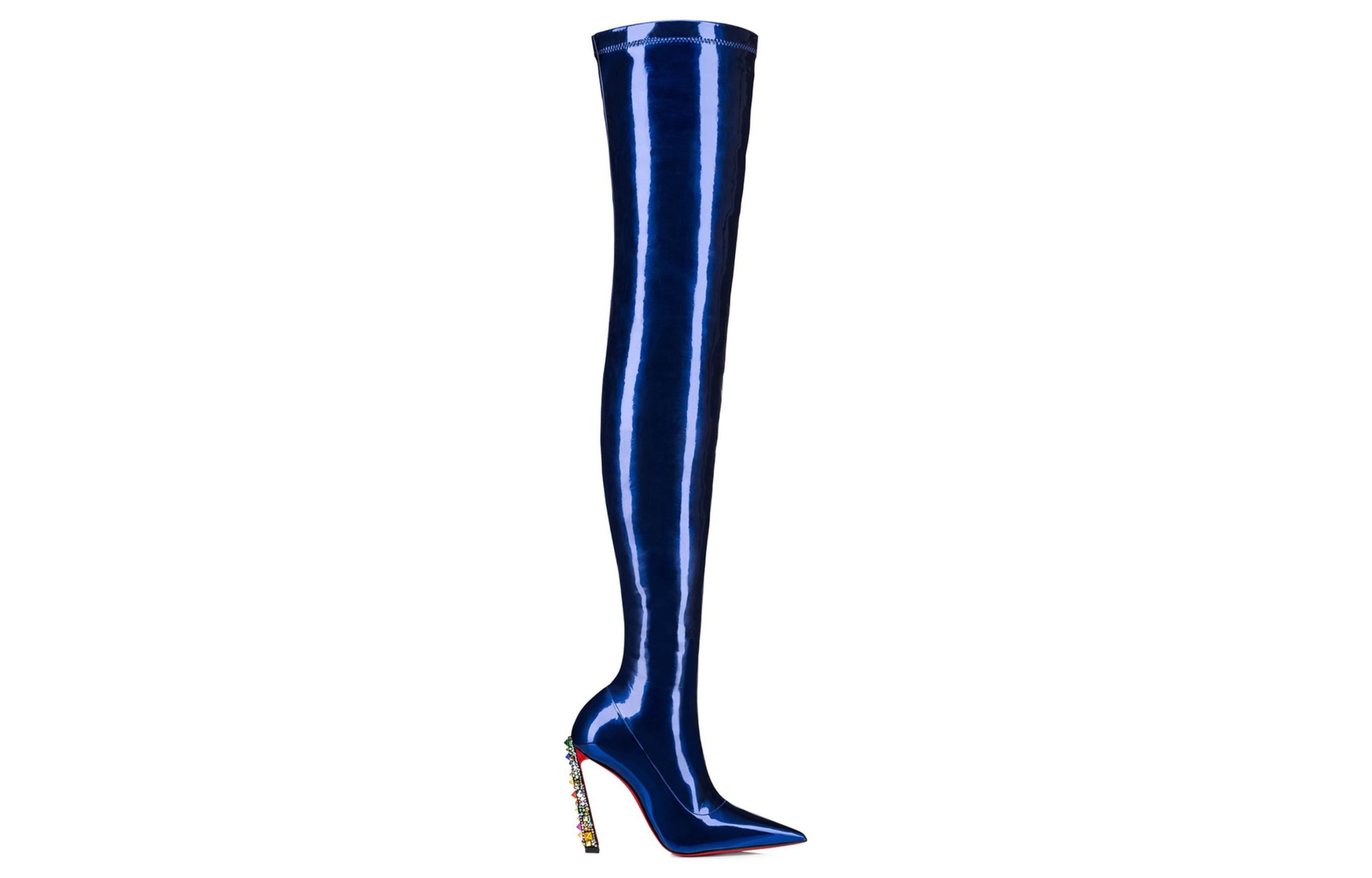 Order (W) Christian Louboutin Leren Puntige Overknee Stiletto Laarzen 10cm ''Blauw'' 32309505568