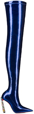 (Women) Christian Louboutin Patent Leather Pointed Toe Stiletto Over-The-Knee Boots 10cm 'Blue' 32309505568 Order (Women) Christian Louboutin Patent Leather Pointed Toe Stiletto Over-The-Knee Boots 10cm 'Blue' 32309505568