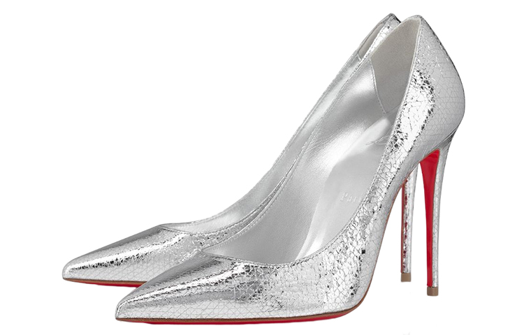 Lookbook (Women) Christian Louboutin Patent Leather Pointed Toe Stiletto 'Silver' 1230342S211