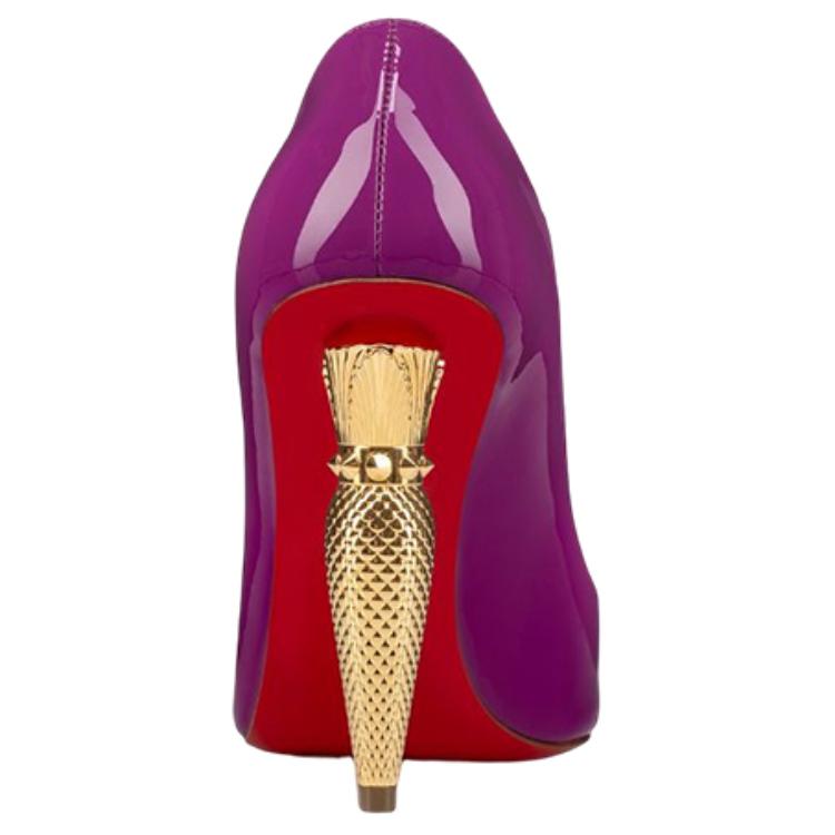 (W) Christian Louboutin Patent Leather Pointed Toe Chunky Heel Pumps 'Purple' 圖 4