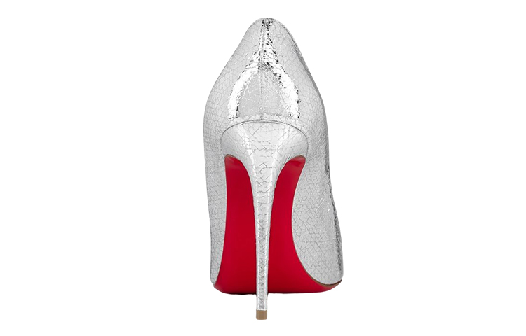 Shop (Women) Christian Louboutin Patent Leather Pointed Toe Stiletto 'Silver' 1230342S211