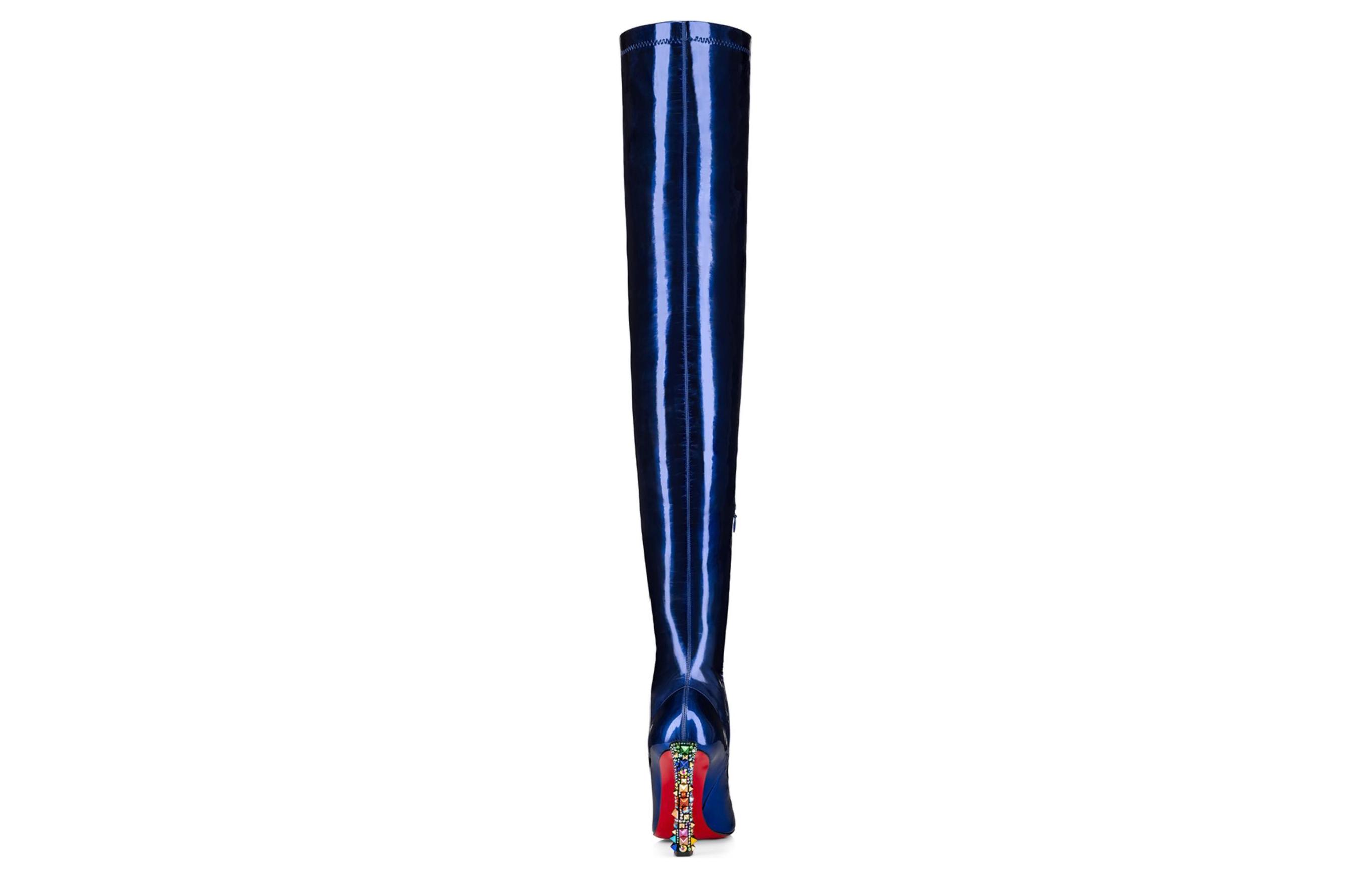 Purchase (W) Christian Louboutin Leren Puntige Overknee Stiletto Laarzen 10cm ''Blauw'' 32309505568