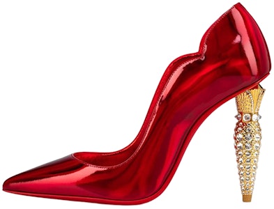 (W) Christian Louboutin Tacones Rojos de Charol con Bloque y Pedrería. 1230565T940 Buy (W) Christian Louboutin Tacones Rojos de Charol con Bloque y Pedrería. 1230565T940