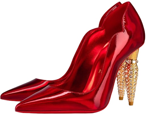 (Women) Christian Louboutin Patent Leather Rhinestone-Embellished Block Heel Pumps 'Red' 1230565T940 Lookbook (Women) Christian Louboutin Patent Leather Rhinestone-Embellished Block Heel Pumps 'Red' 1230565T940